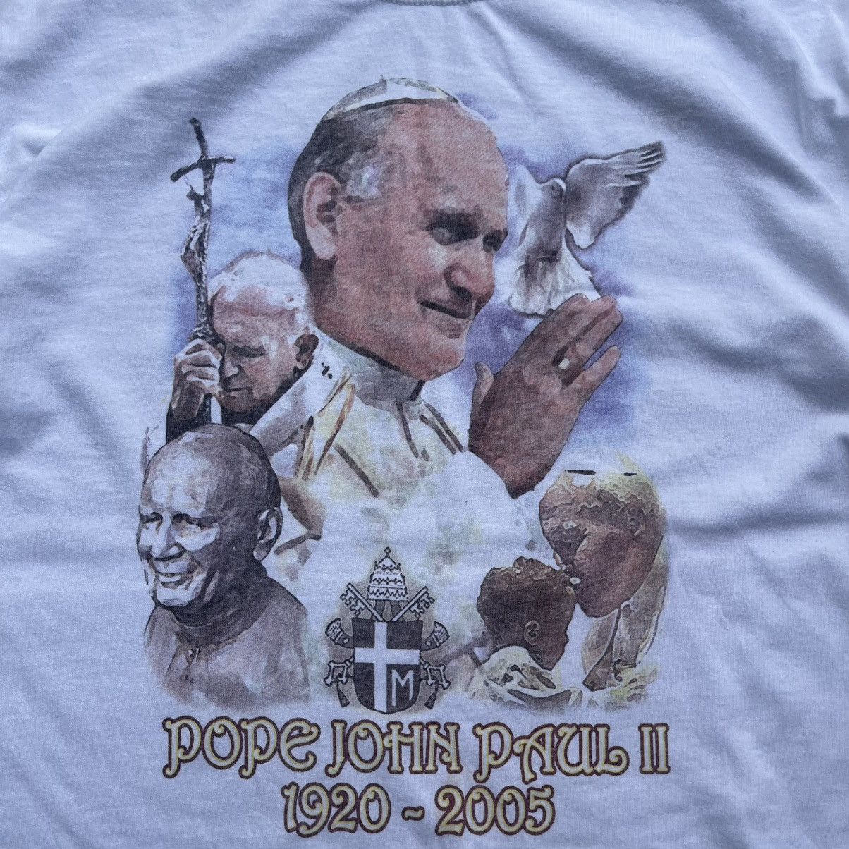 Gildan × Vintage Pope John Paul II 2 2005 Jesus Tee white vintage Size US L / EU 52-54 / 3 - 3 Thumbnail