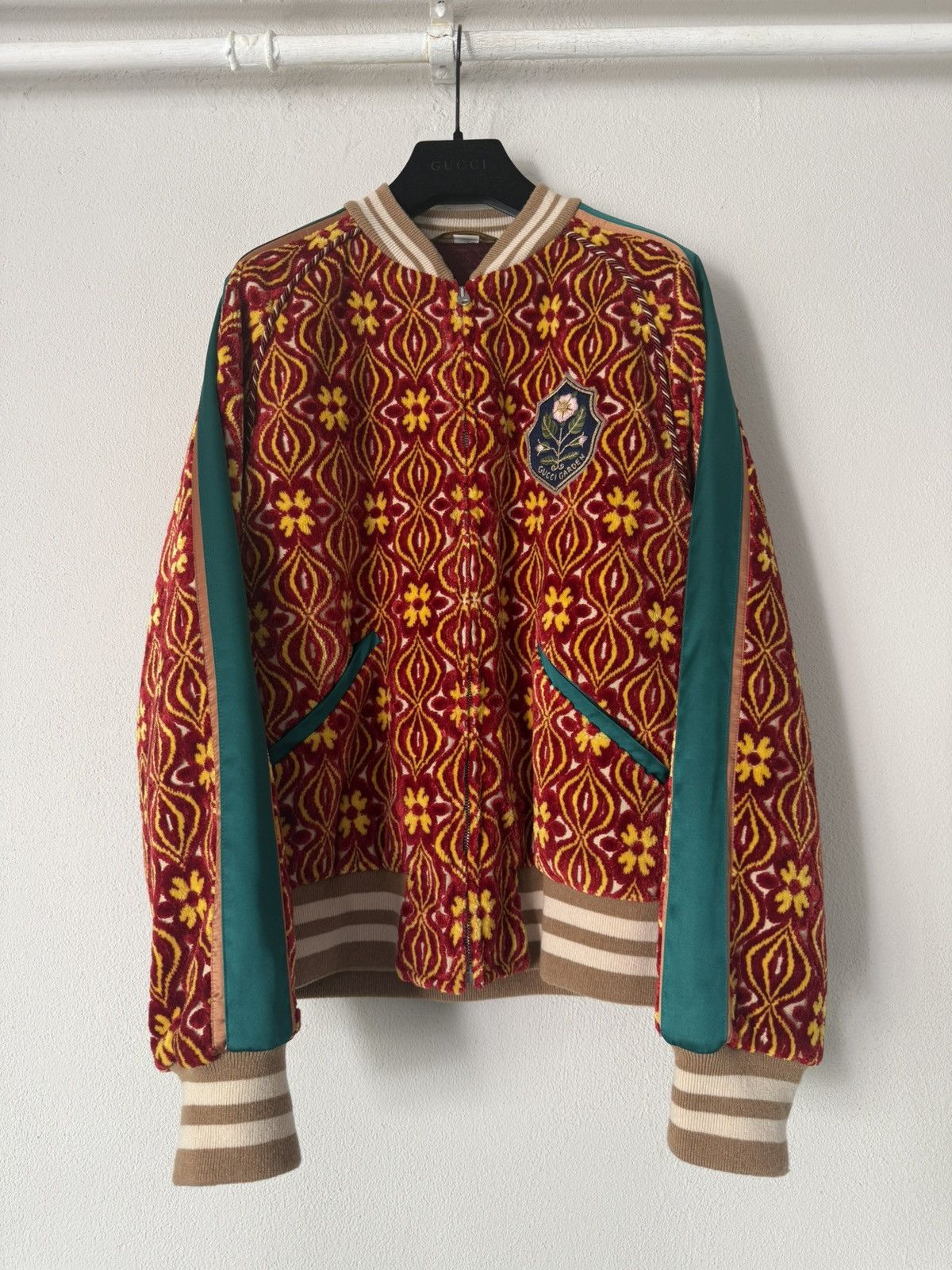 Gucci Gucci Garden Velvet Jacquard Bomber Jacket Size US S / EU 44-46 / 1 - 1 Thumbnail