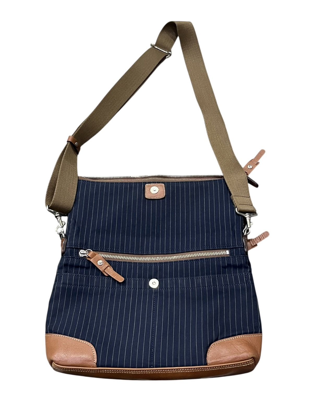 Takeo Kikuchi 🔥TAKEO KIKUCHI Made in Japan 2-Way Pinstripe Messenger Bag Size ONE SIZE - 4 Thumbnail