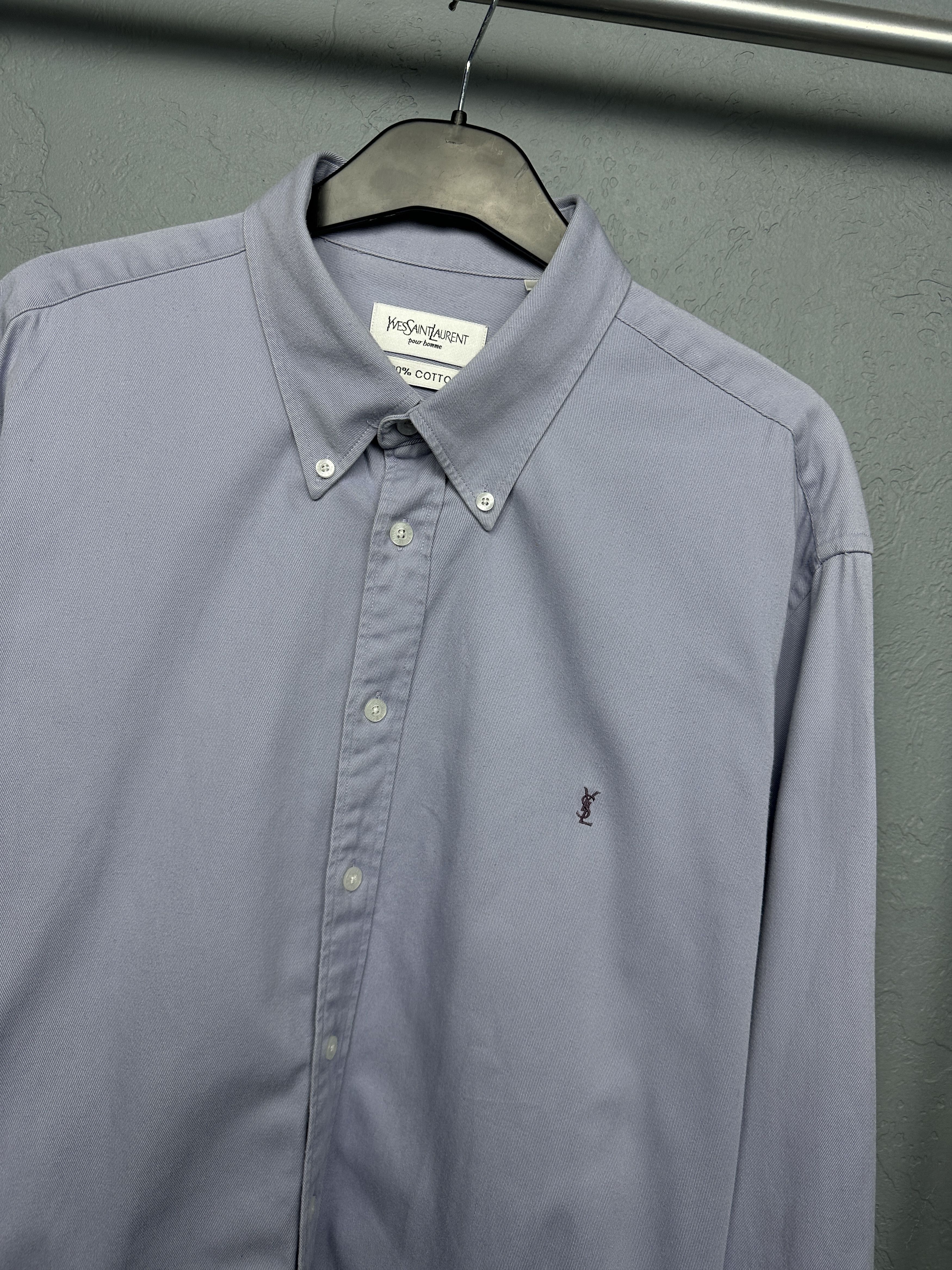 Yves Saint Laurent Yves Saint Laurent YSL Mens Heavy Cotton Long Sleeve Shirt Size US XL / EU 56 / 4 - 2 Thumbnail