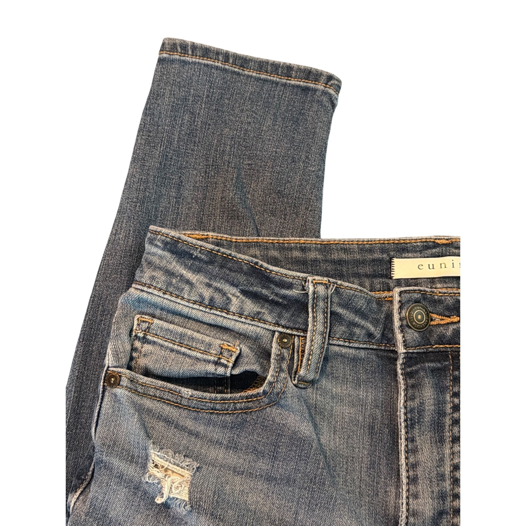 Other Eunina Bella Super Skinny High Rise Jeans Blue Denim Distres Size 26" / US 2 / IT 38 - 3 Thumbnail