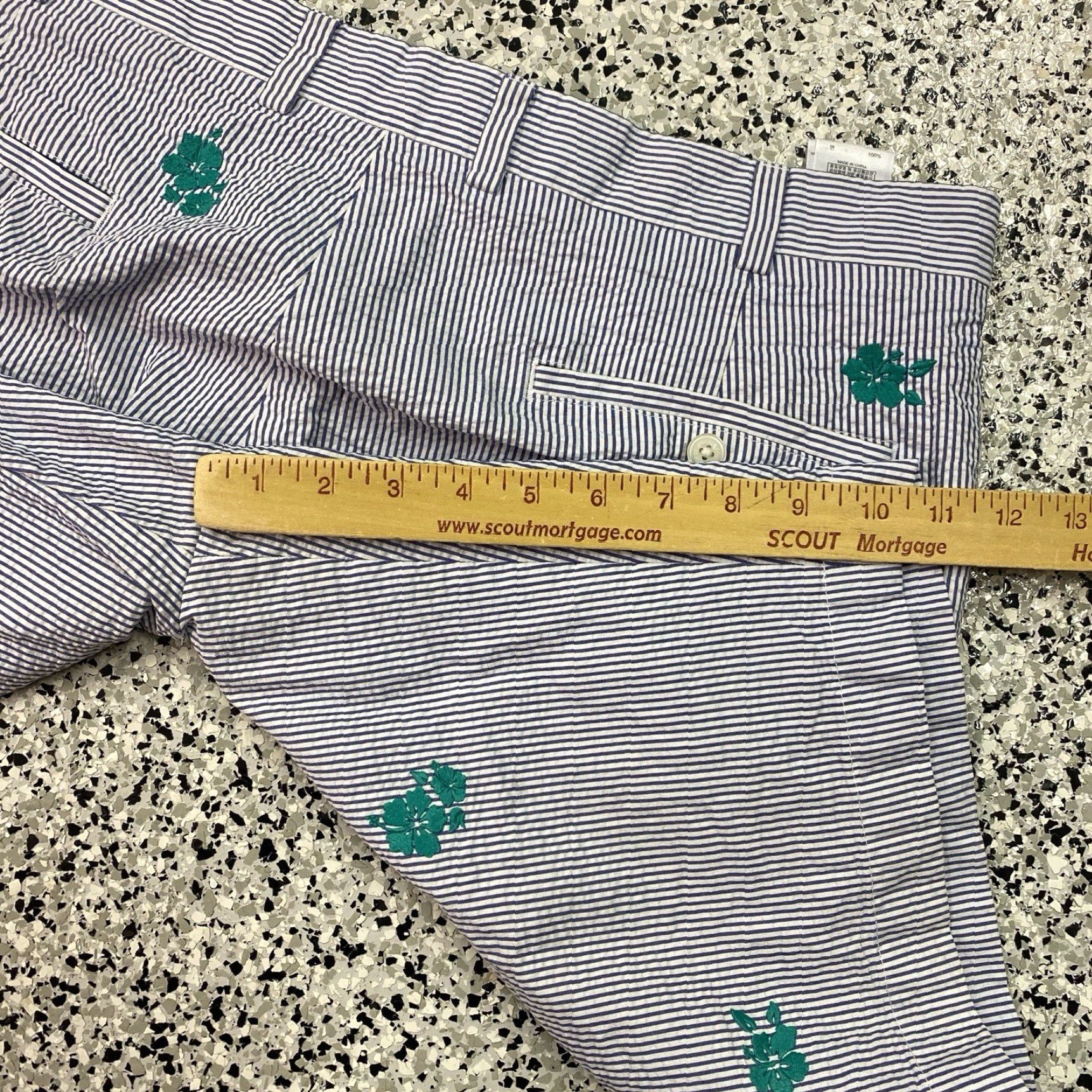 Brooks Brothers BROOKS BROTHERS Mens 38 Blue Seersucker Shorts Striped Pocket Flower Size US 38 / EU 54 - 5 Thumbnail