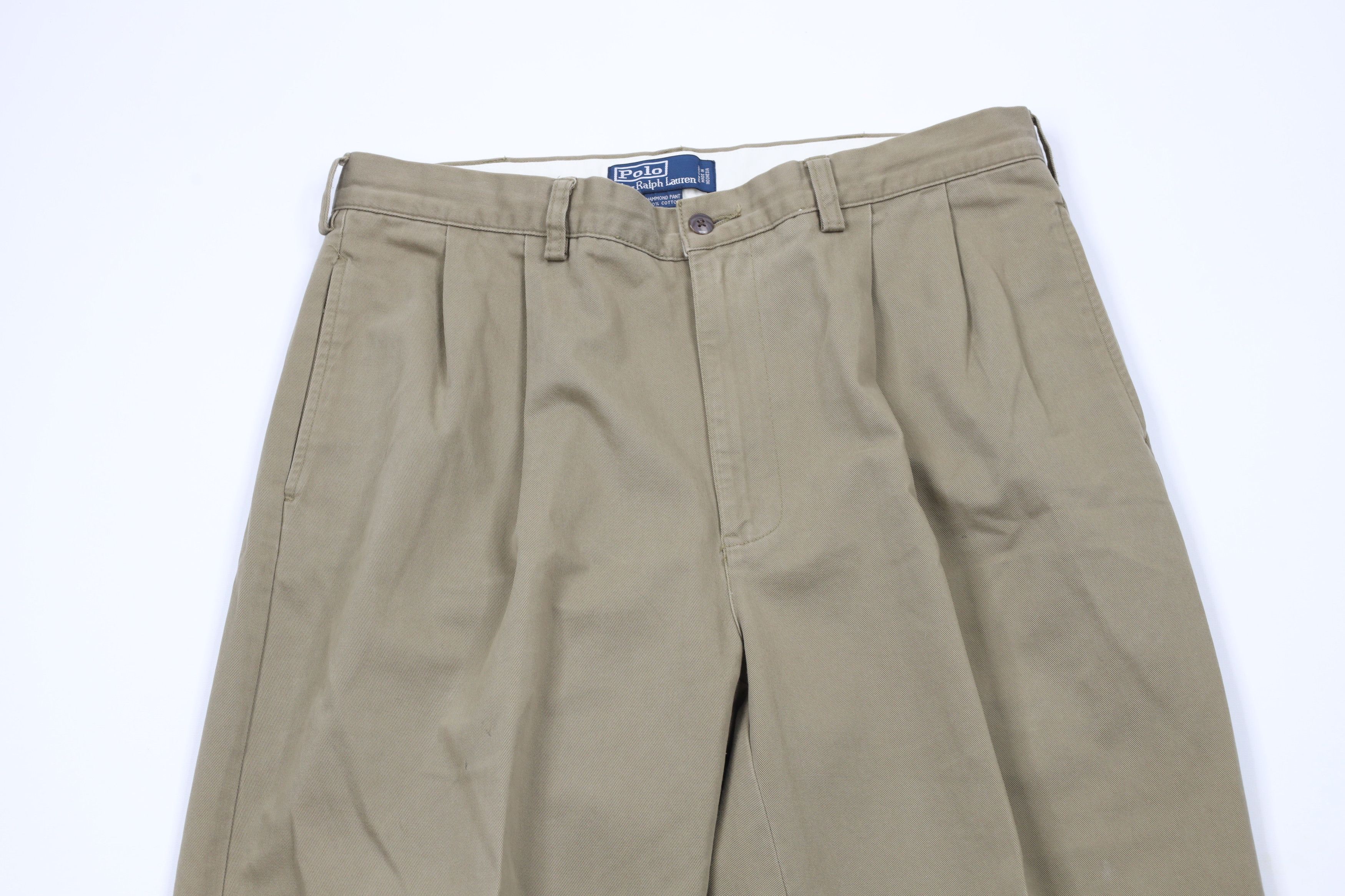 Ralph Lauren Vintage 90s Ralph Lauren Pleated Cuffed Wide Leg Chino Pants Size US 35 - 2 Thumbnail