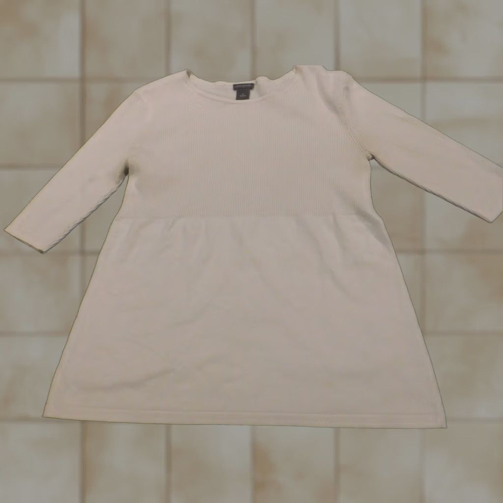 Ann Taylor Ann Taylor Womens Sweater M White pullover Crew Neck Cable-Knit Knit Stretch Casual Regular Size M / US 6-8 / IT 42-44 - 1 Thumbnail