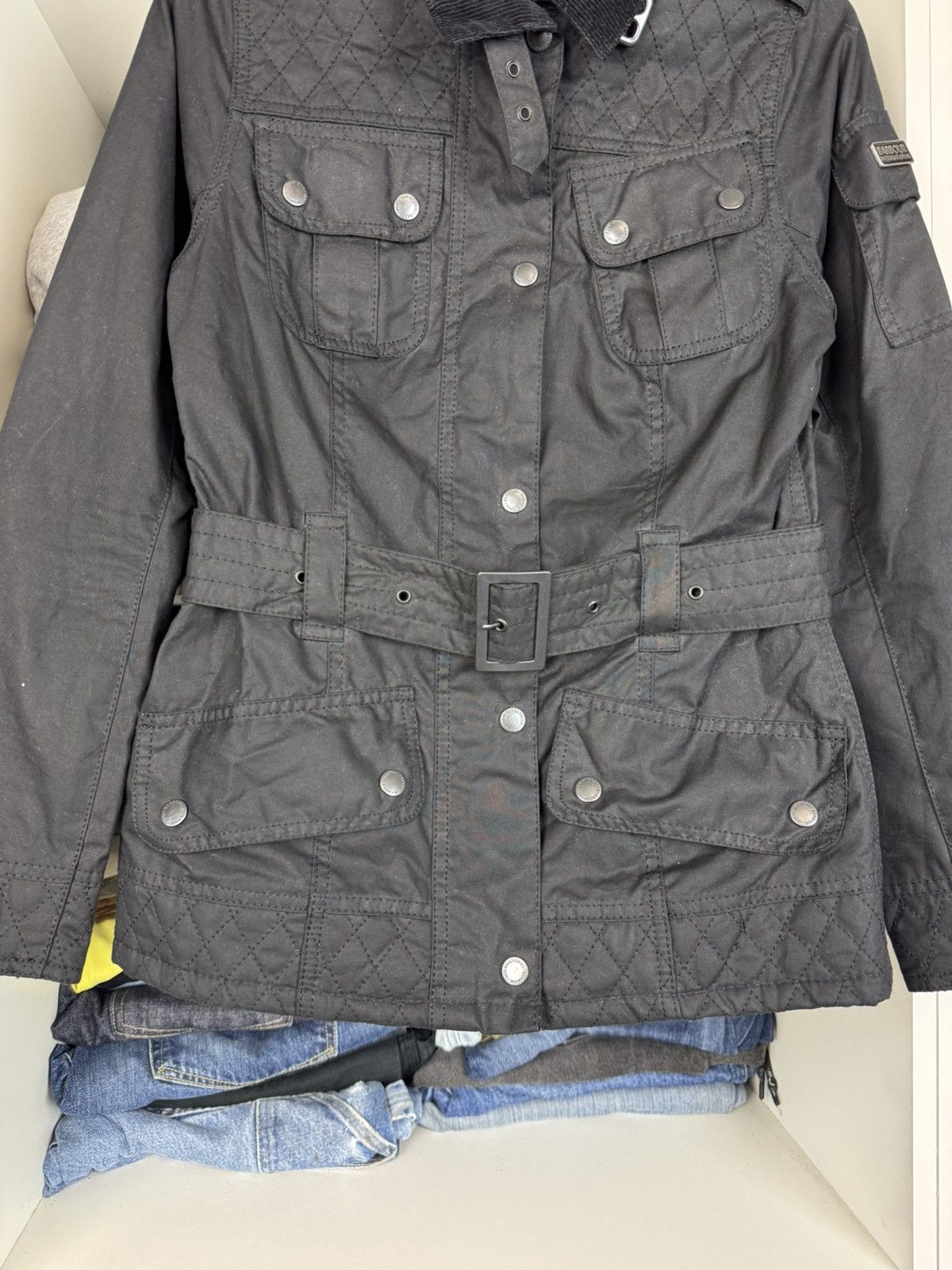 Barbour Barbour International Dera Wax Jacket Women’s Size UK 8 Size S / US 4 / IT 40 - 7 Thumbnail