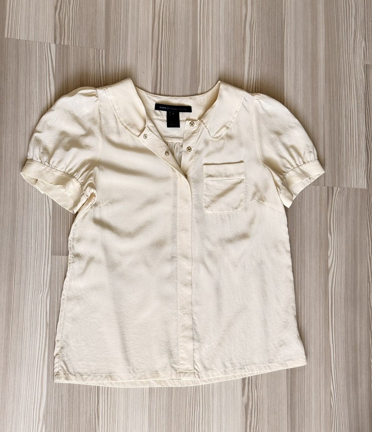 Marc by Marc Jacobs Marc by Marc Jacobs 100% Silk Peter Pan Collar Blouse Cream Size S / US 4 / IT 40 - 9 Thumbnail