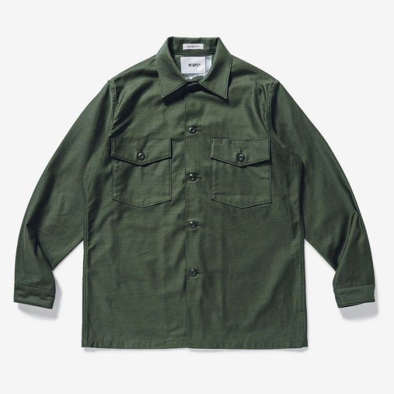 Wtaps Wtaps Cotton Satin Military Shirt. WMILL-LS 02. OLIVE DRAB Size US L / EU 52-54 / 3 - 1 Thumbnail