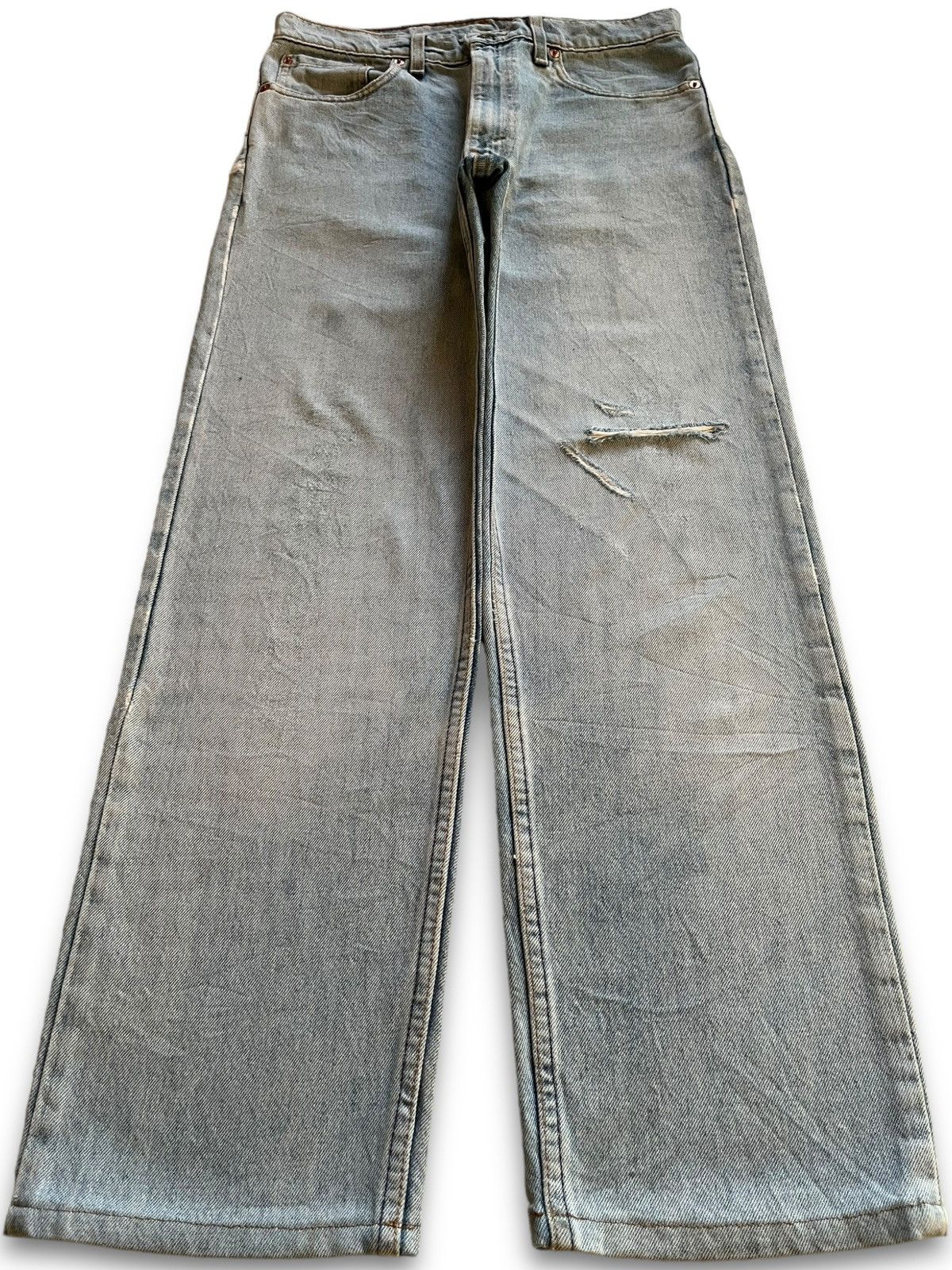 image of Distressed Denim x Levis Vintage 90's Levis 510 Light Wash Distressed Loose Jeans in Blue (Size 31)