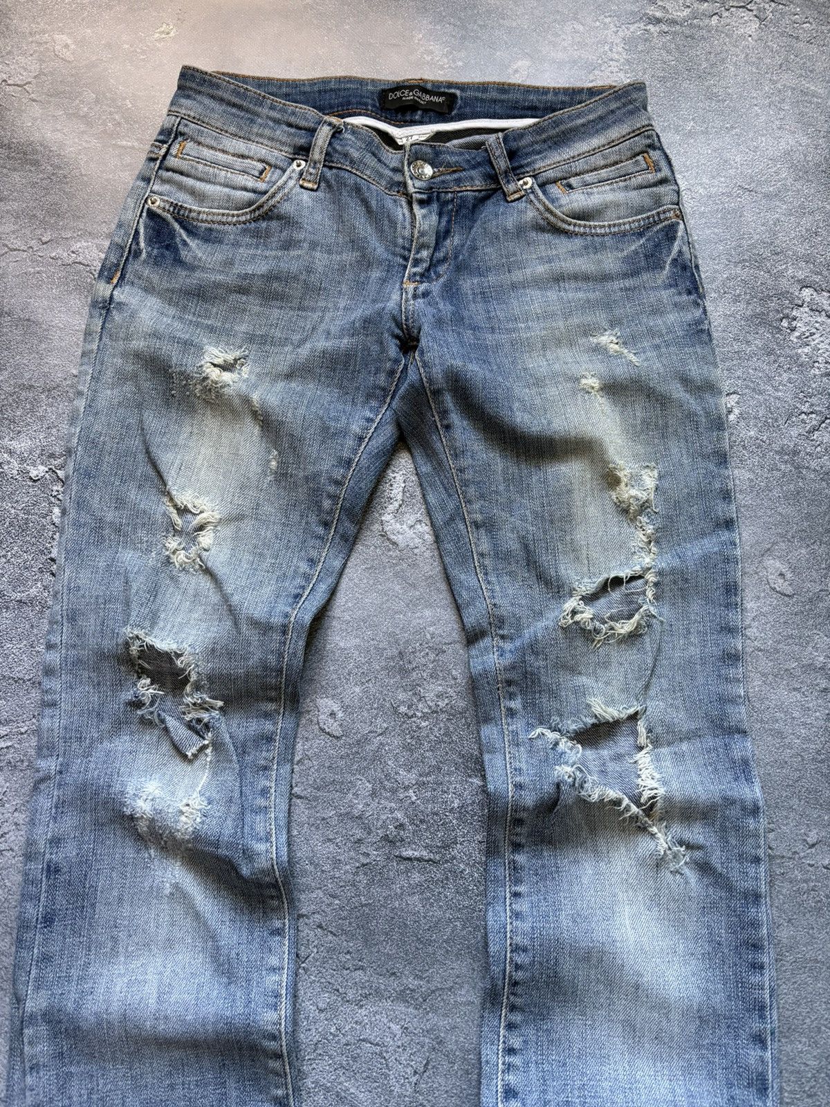 Dolce & Gabbana Vintage Dolce&Gabbana Mickey Mouse Logo Y2K Distressed Jeans Size 27" / US 4 / IT 40 - 8 Thumbnail