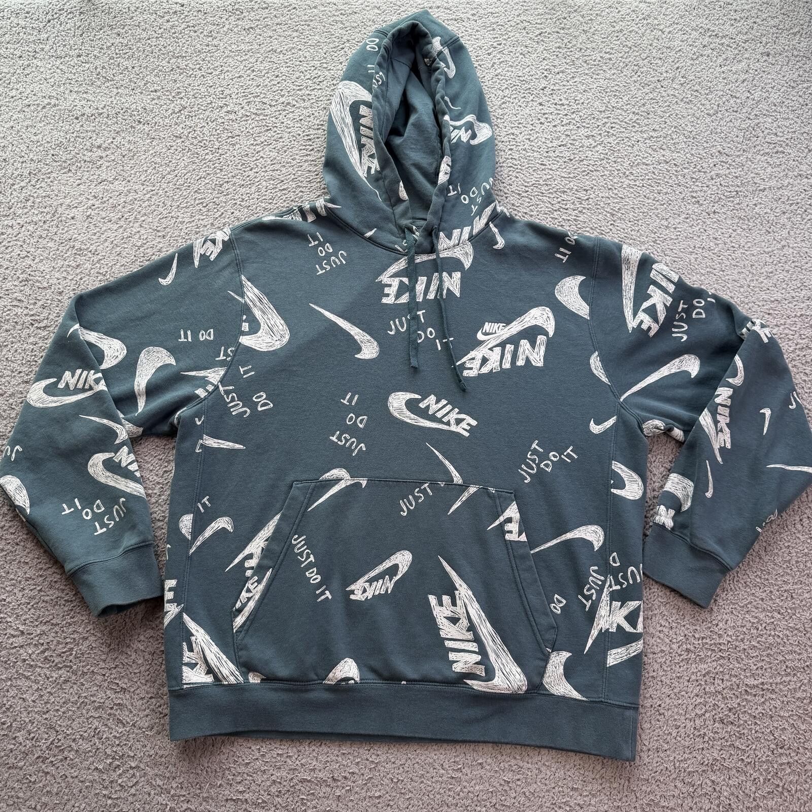 Nike Nike Just Do It Hoodie Teal Green Pullover Swoosh Sweatshirt Size US L / EU 52-54 / 3 - 1 Thumbnail