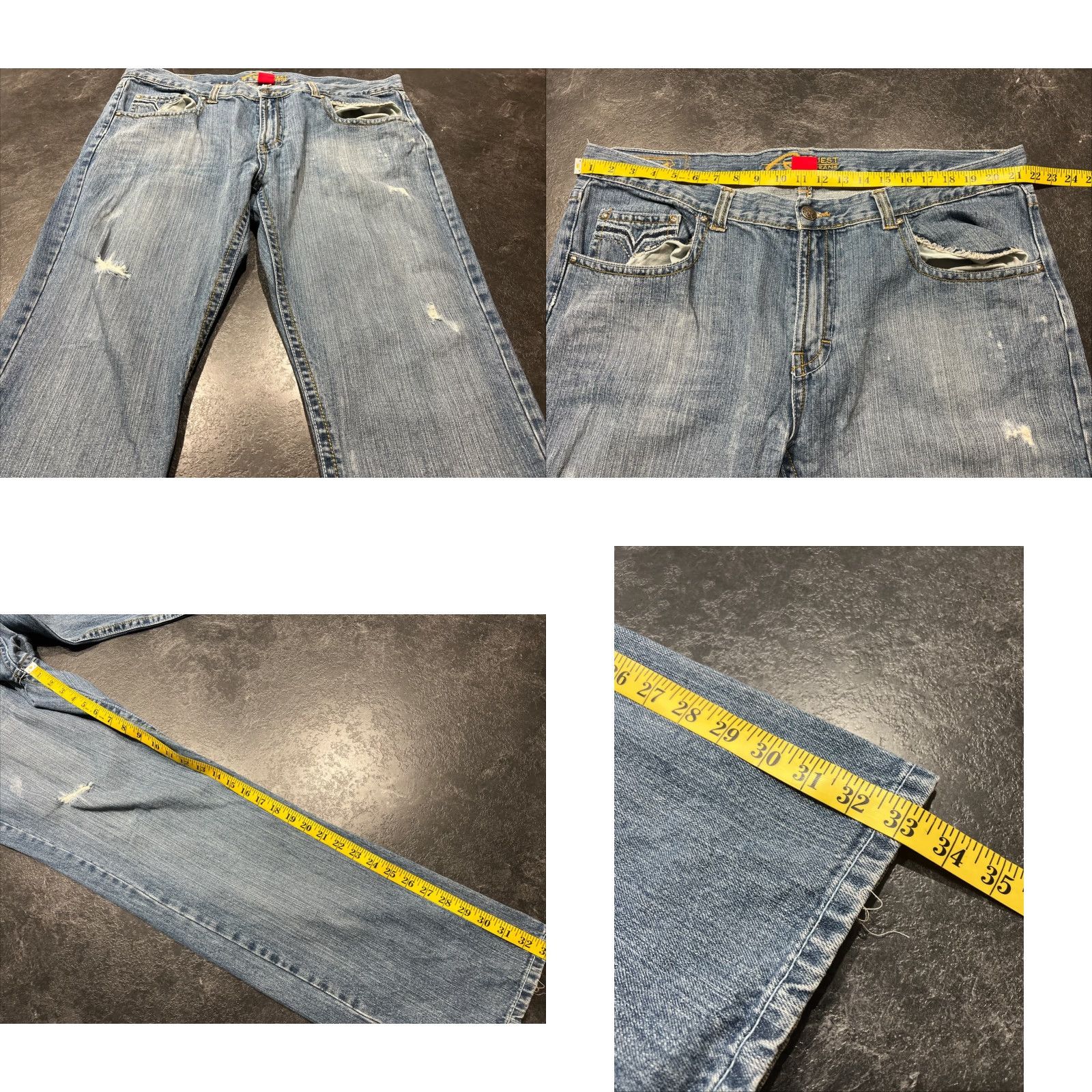 Vintage VINTAGE Request Jeans Men's Jeans Relaxed Fit Denim Wide-Leg 90s Hip Hop Blue 42x32 Size US 42 / EU 58 - 8 Thumbnail