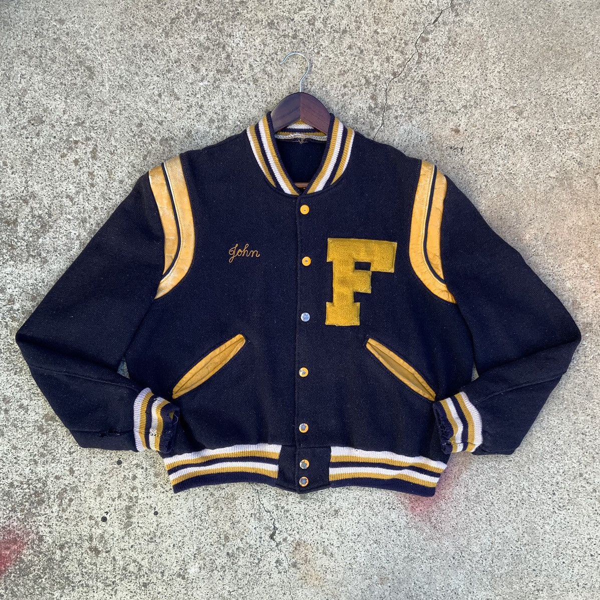 Vintage John's 1980s Thrashed Fairview MI Wool Varsity Jacket Size US XS / EU 42 / 0 - 2 Thumbnail