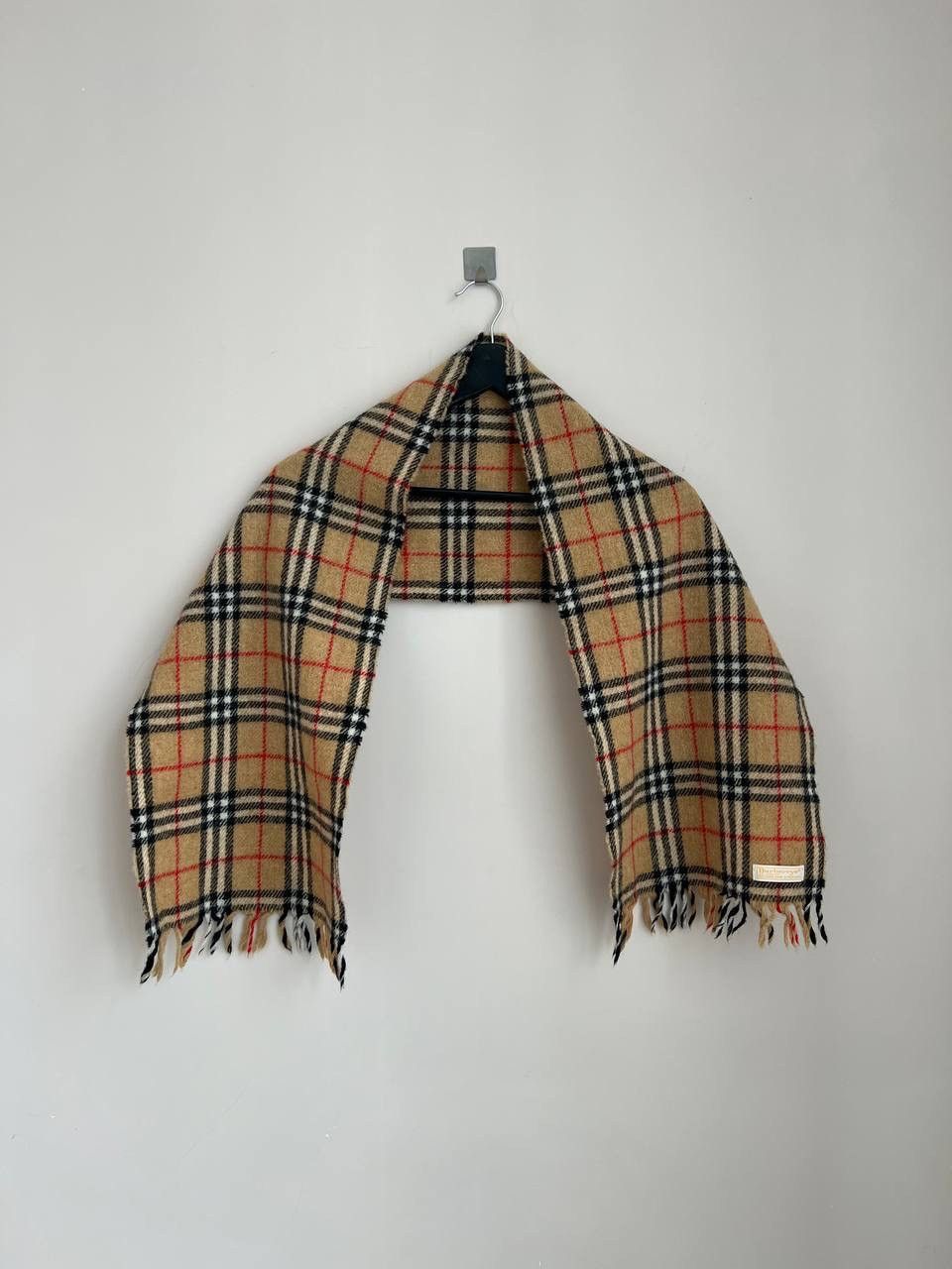Burberry Burberrys vintage beige wool check scarf Size ONE SIZE - 7 Thumbnail
