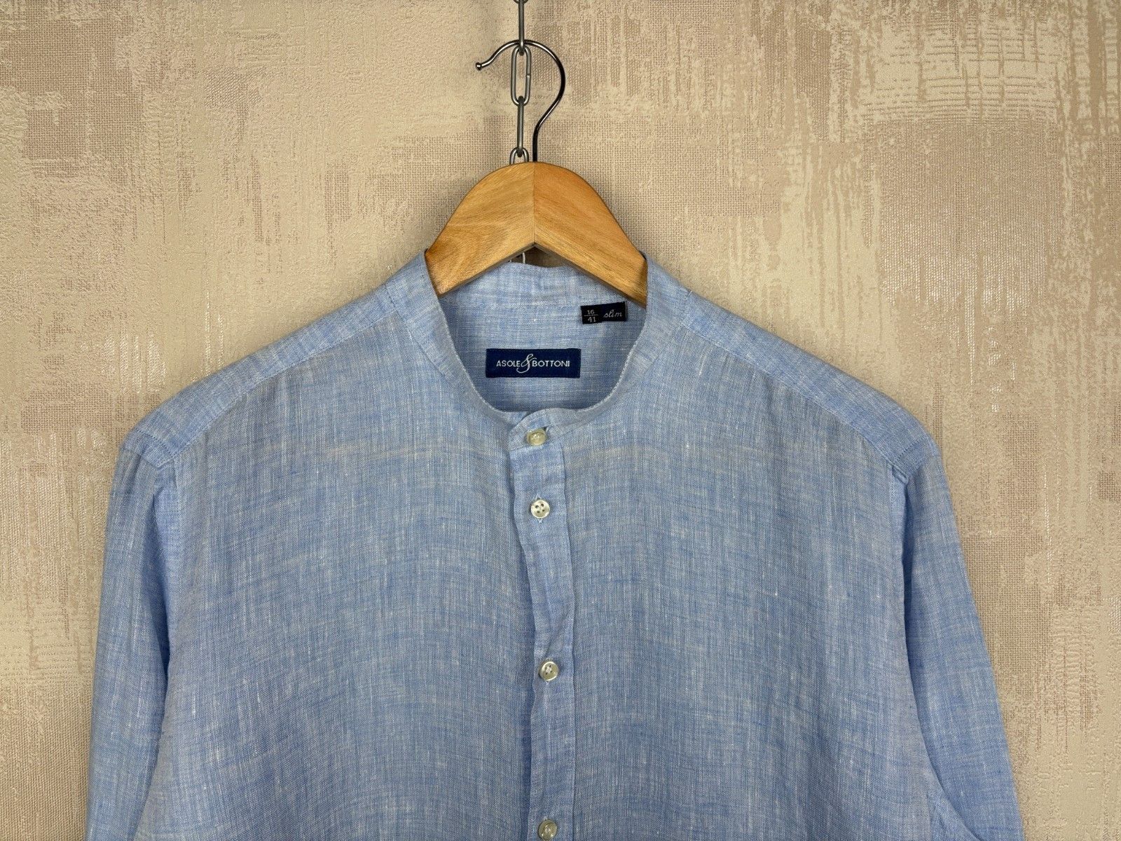 Other Asole & Bottoni Linen Grandad Collar Shirt Size 41 / 16 Size US L / EU 52-54 / 3 - 4 Thumbnail