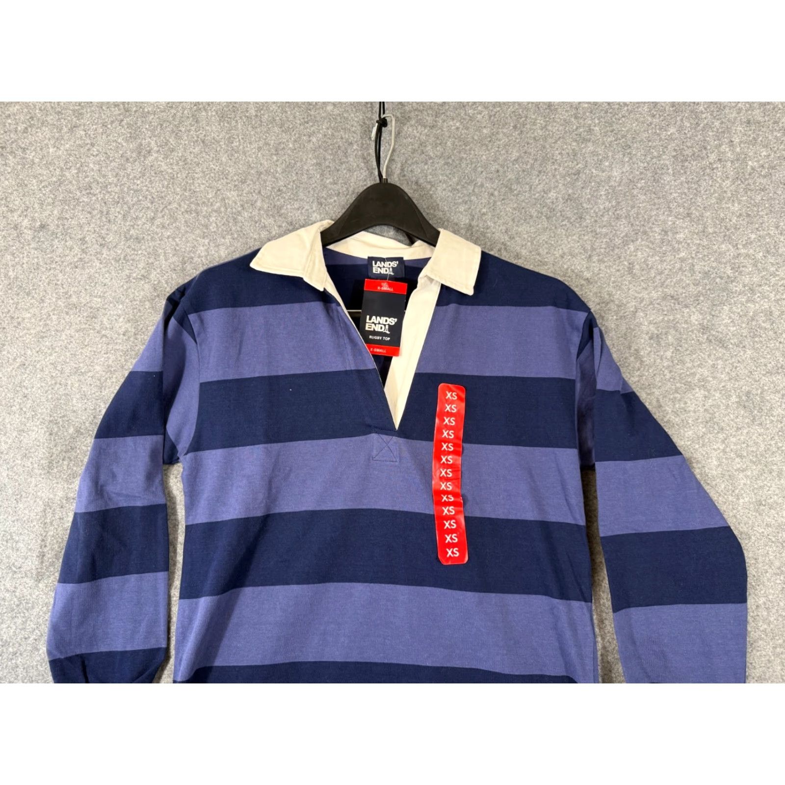 Lands' End Lands' End Rugby Polo Shirt Womens XS Blue Colourblock Long Sleeve Classic Polo Shirt Size XS / US 0-2 / IT 36-38 - 3 Thumbnail