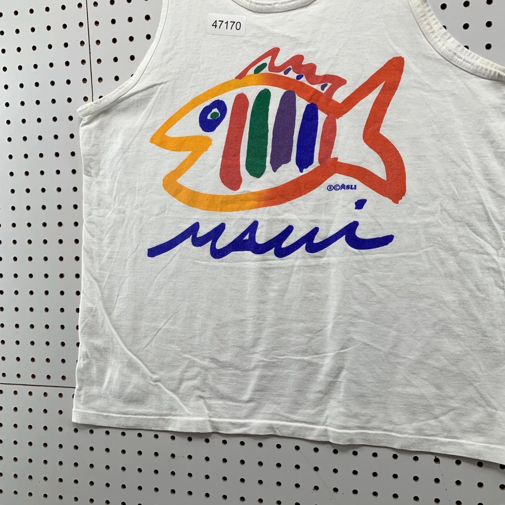 Vintage VINTAGE SGT Leisure Tank Shirt Mens XL White Maui Fish Single Stitch Made Usa Shirt Mens XL White Surf 90s Mens Size US XL / EU 56 / 4 - 6 Thumbnail