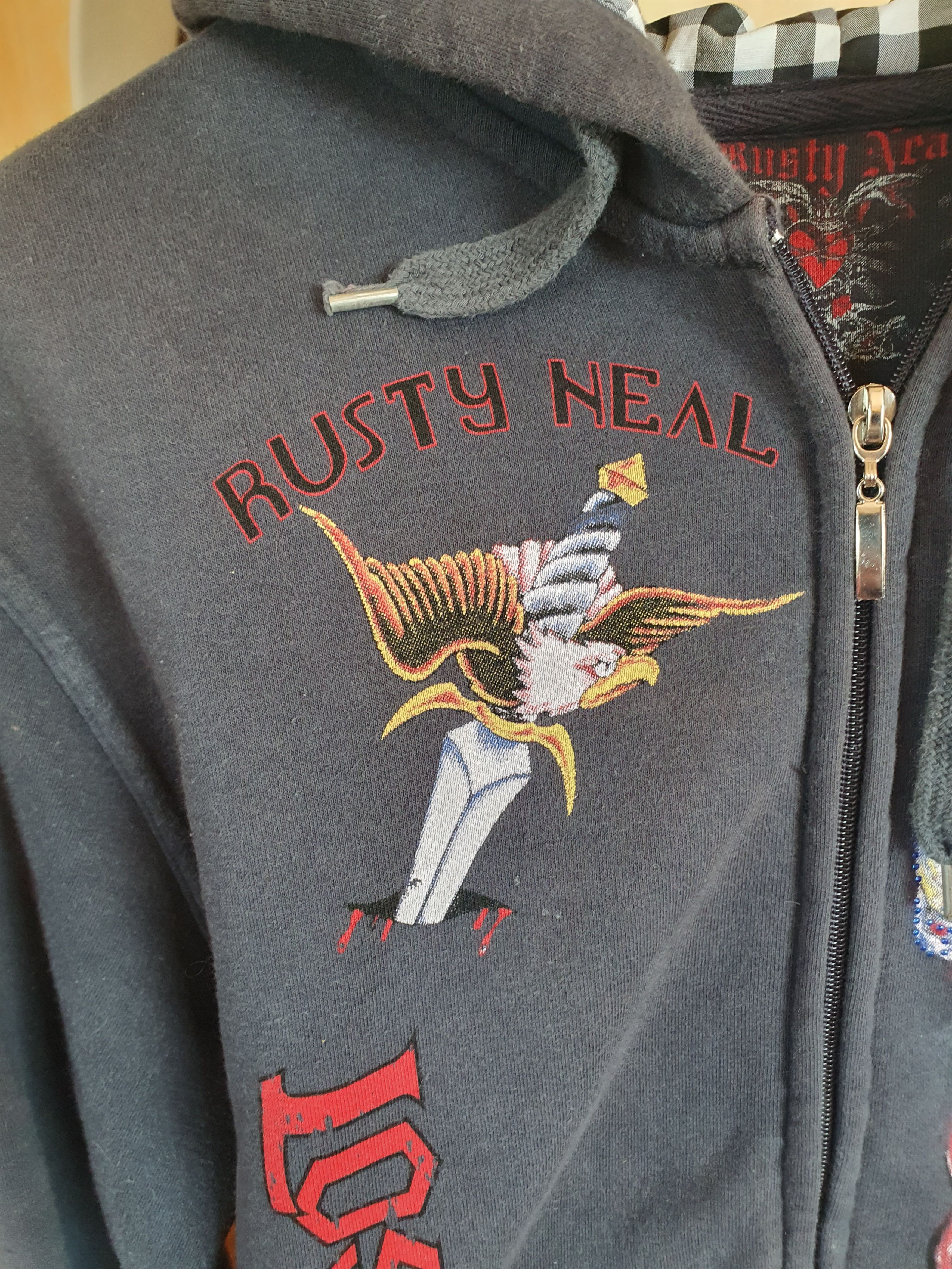 Vintage Rusty Neal LA Eagle Peace Rhinestones Hoodie Vintage Y2K Size US L / EU 52-54 / 3 - 6 Thumbnail