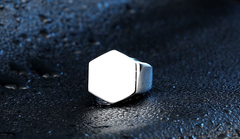 Vintage SIZE 10 Steel Hexagon Ring Size ONE SIZE - 2 Thumbnail
