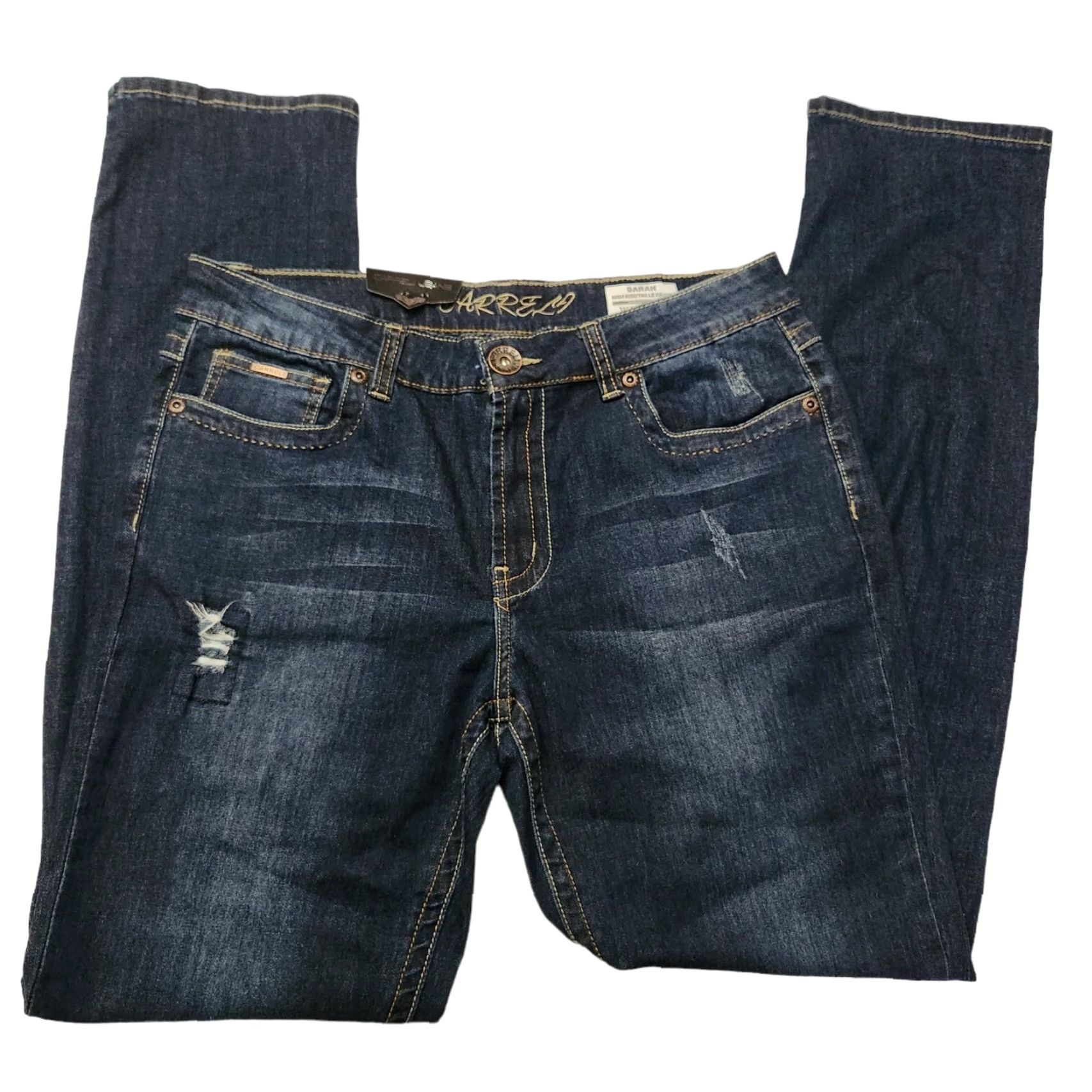 Vintage Carreli Dark Wash Distressed Sarah High Rise Skinny Jeans Sz 34x33 Womens Size 24" / US 00 / IT 34 - 5 Thumbnail