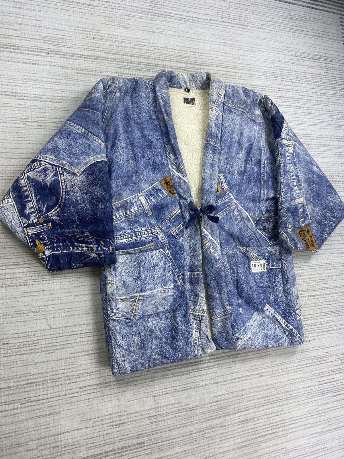 Japanese Brand × Vintage Vintage James Dean Kimono Patchwork Denim Style Jacket Size US M / EU 48-50 / 2 - 3 Thumbnail