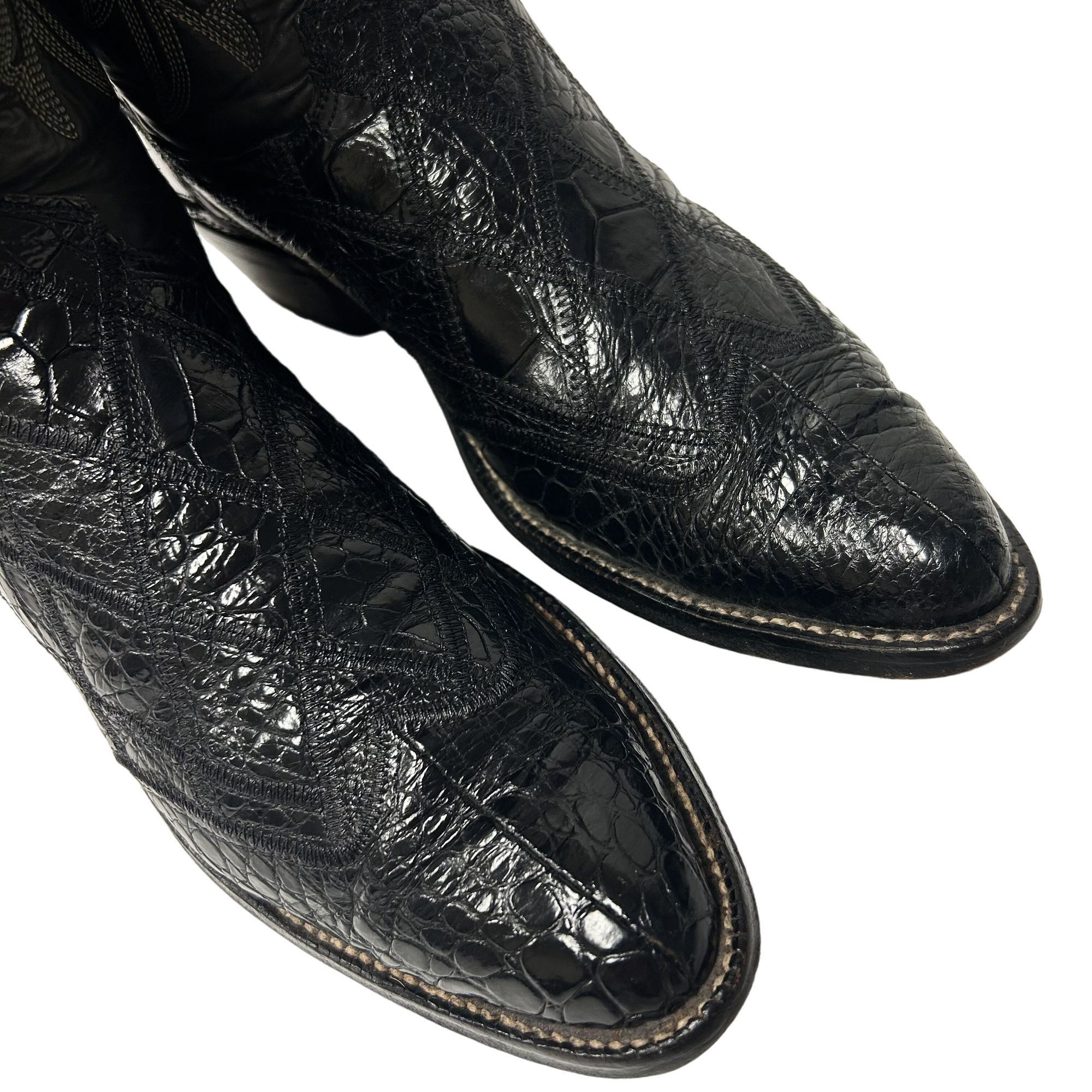 Justin Vtg Justin Leather Cowboy Western ALLIGATOR BELLY Skin Boots Size US 8.5 / EU 41-42 - 13 Thumbnail