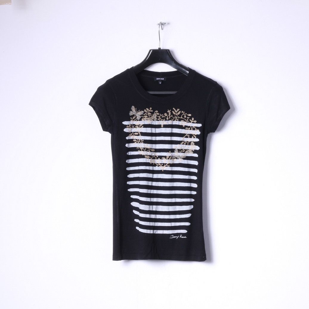Vintage Denny Rose Womens S Shirt Black Graphic Italy 1447 Size S / US 4 / IT 40 - 2 Thumbnail