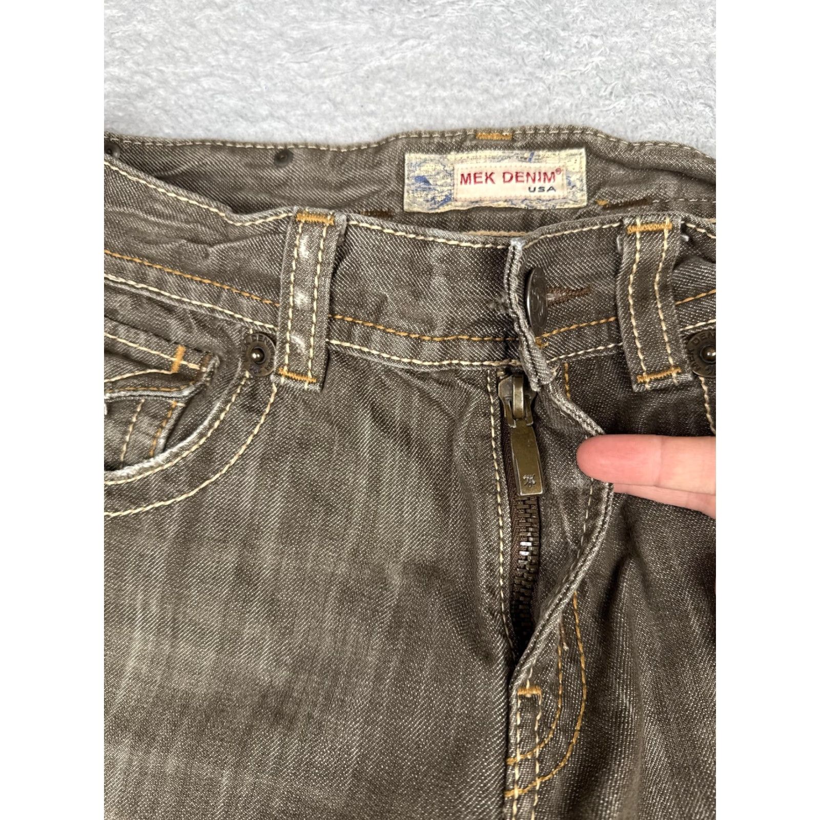 Denime VINTAGE MEK Denim Shorts Women Bermuda 34x12 Distressed Brown Embroidered Studded 5-Pocket Casual Spring Summer Womens MDN Size 24" / US 00 / IT 34 - 6 Thumbnail