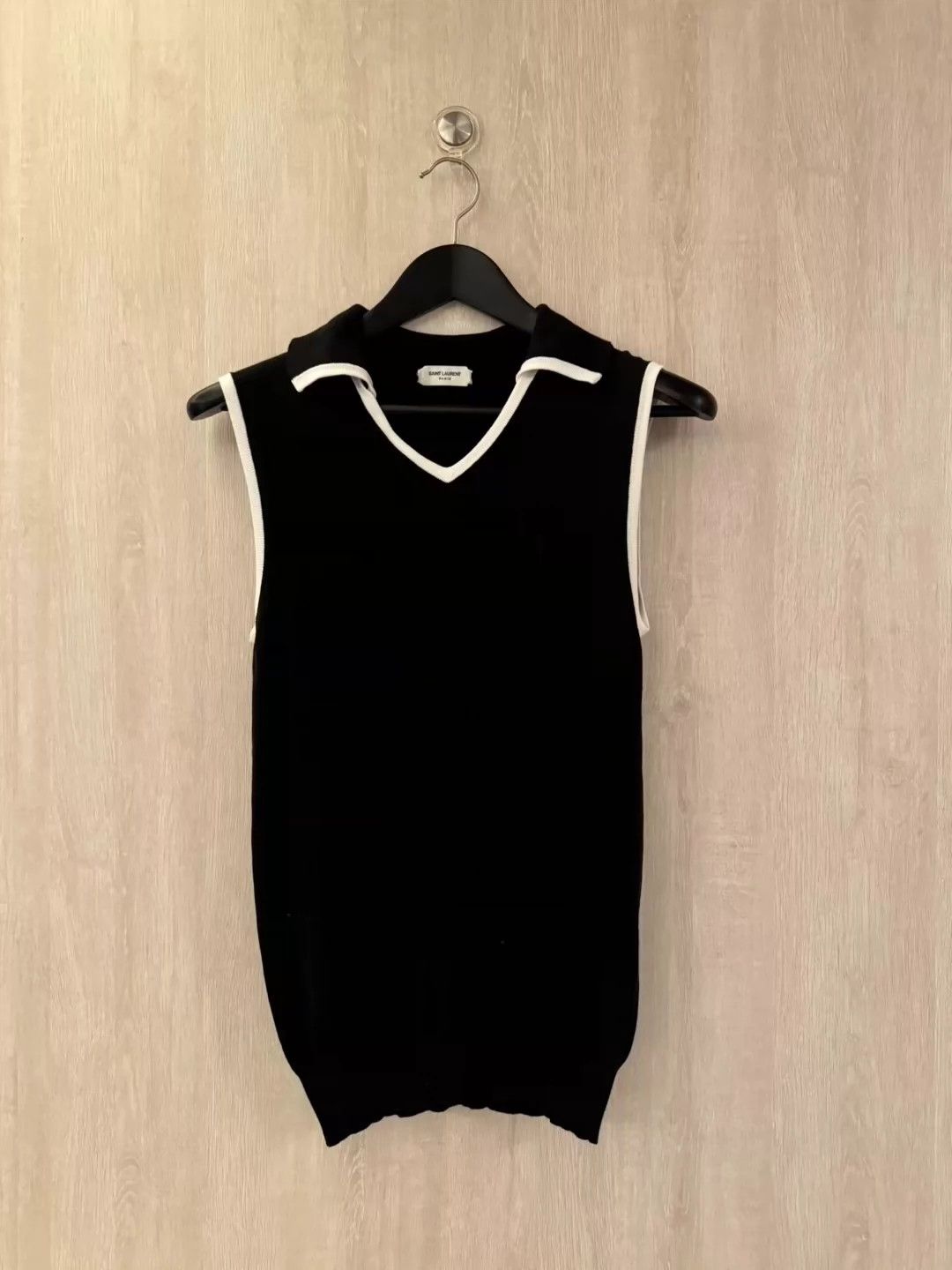 Saint Laurent Paris Knitted sleeveless polo shirt
