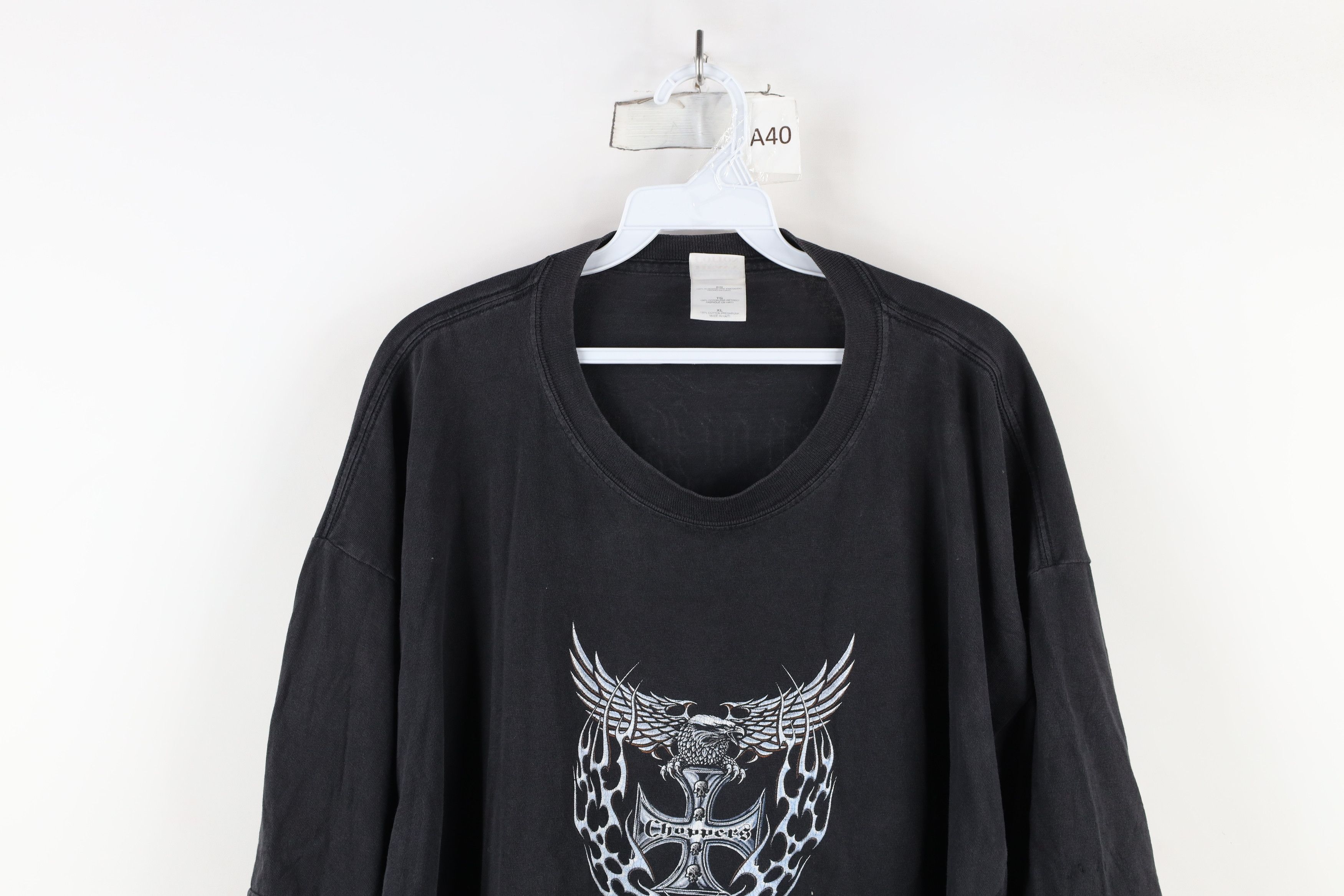 Vintage Vintage 90s Y2K Streetwear Cross Tribal Fire Flames T-Shirt Size US XL / EU 56 / 4 - 2 Thumbnail