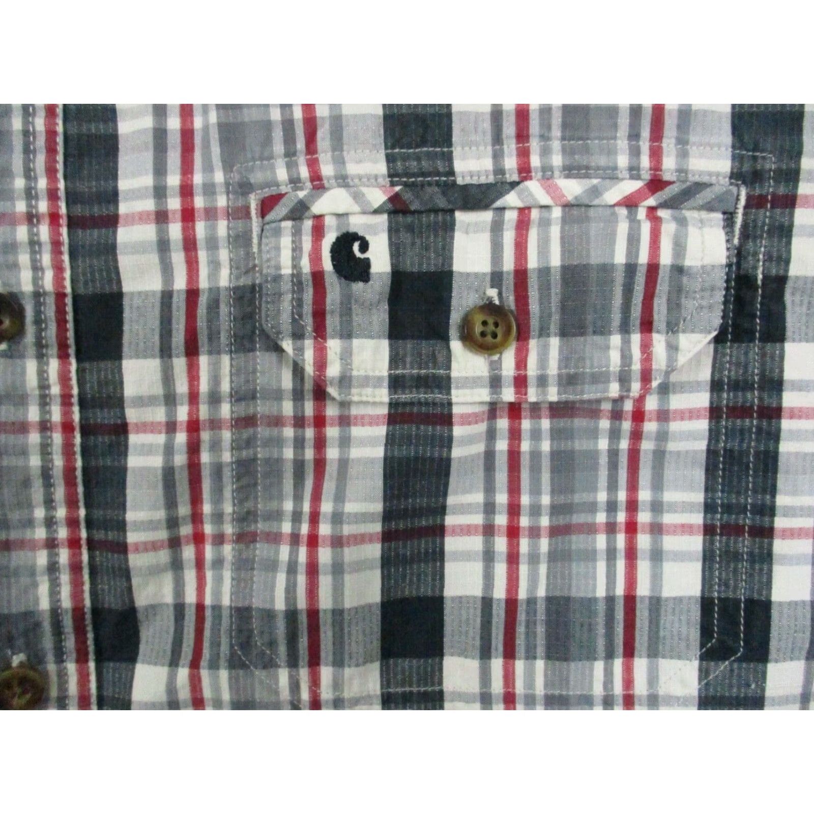 Carhartt Carhartt Relaxed Fit Mens Large L Red Plaid Short Sleeve Button-Up Shirt Size US L / EU 52-54 / 3 - 2 Thumbnail