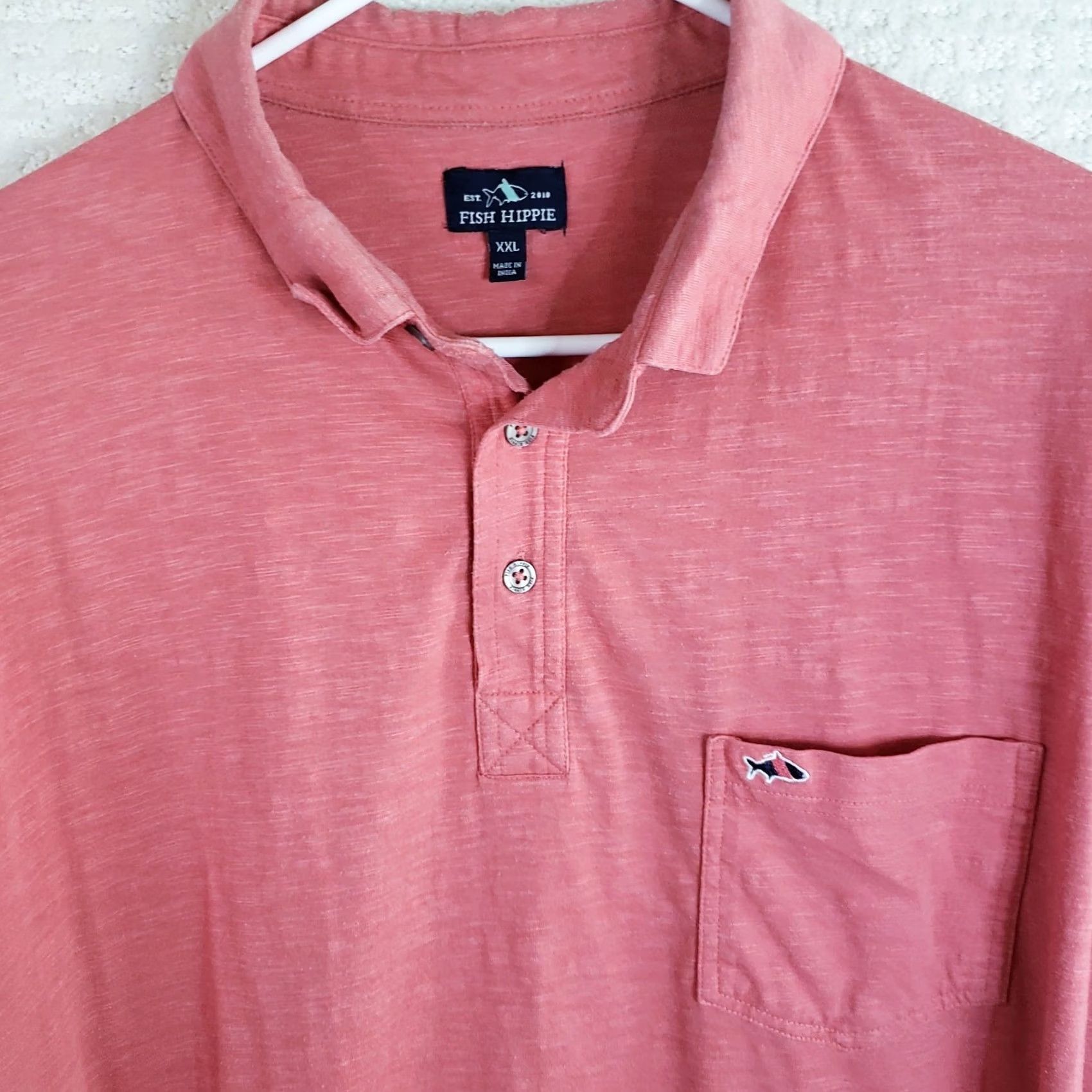 Vintage Fish Hippie Striped Golf Polo Shirt SSleeve Pima Stretch Mens XXL Pink Heathered Size US XXL / EU 58 / 5 - 3 Thumbnail