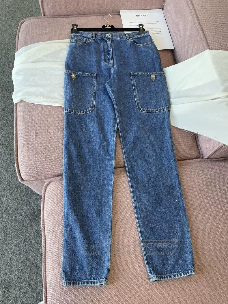 Chanel Chanel 22k blue gemstone buckle jeans Size 24" / US 00 / IT 34 - 1 Thumbnail
