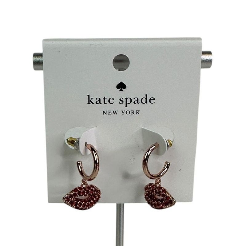 Kate Spade Kate Spade Kiss Kiss Pave Lips Huggies Earrings Size ONE SIZE - 1 Thumbnail