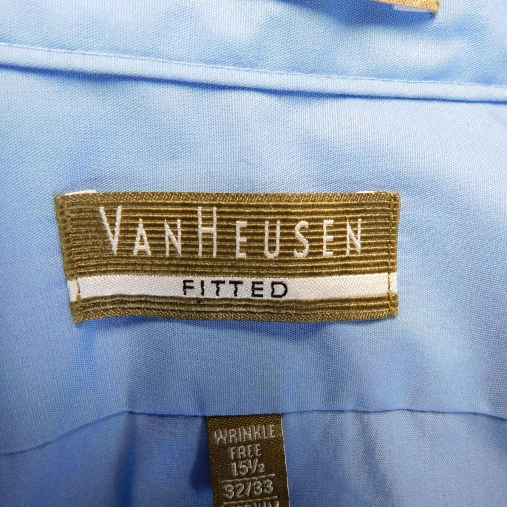 Van Heusen Van Heusen Men's Long Sleeve Button-Up Shirt Medium Blue Fitted Classic Preppy Size US L / EU 52-54 / 3 - 6 Thumbnail