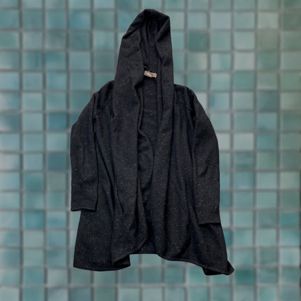 Vintage Ply Cashmere Sweater Women Small Black Cardigan Pockets Hooded Open Front Long Size S / US 4 / IT 40 - 1 Thumbnail