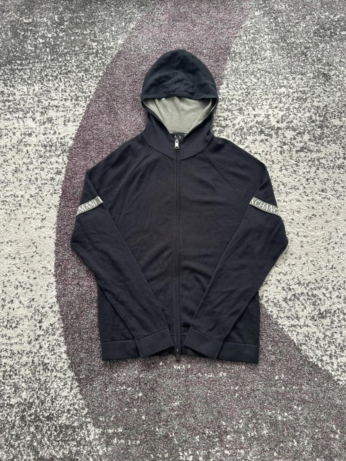 Armani Exchange Armani Exchange Zip Hoodie – Logo Sleeve Tape, Slim Fit Size US M / EU 48-50 / 2 - 1 Thumbnail