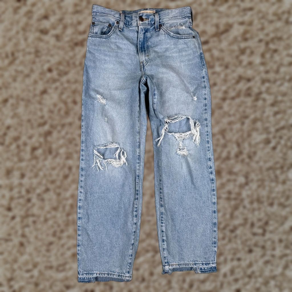 Levi's Levi's Jeans Women's 24 Blue Wide-Leg Distressed Cotton 28x29 Size 42" / US 20 - 1 Thumbnail