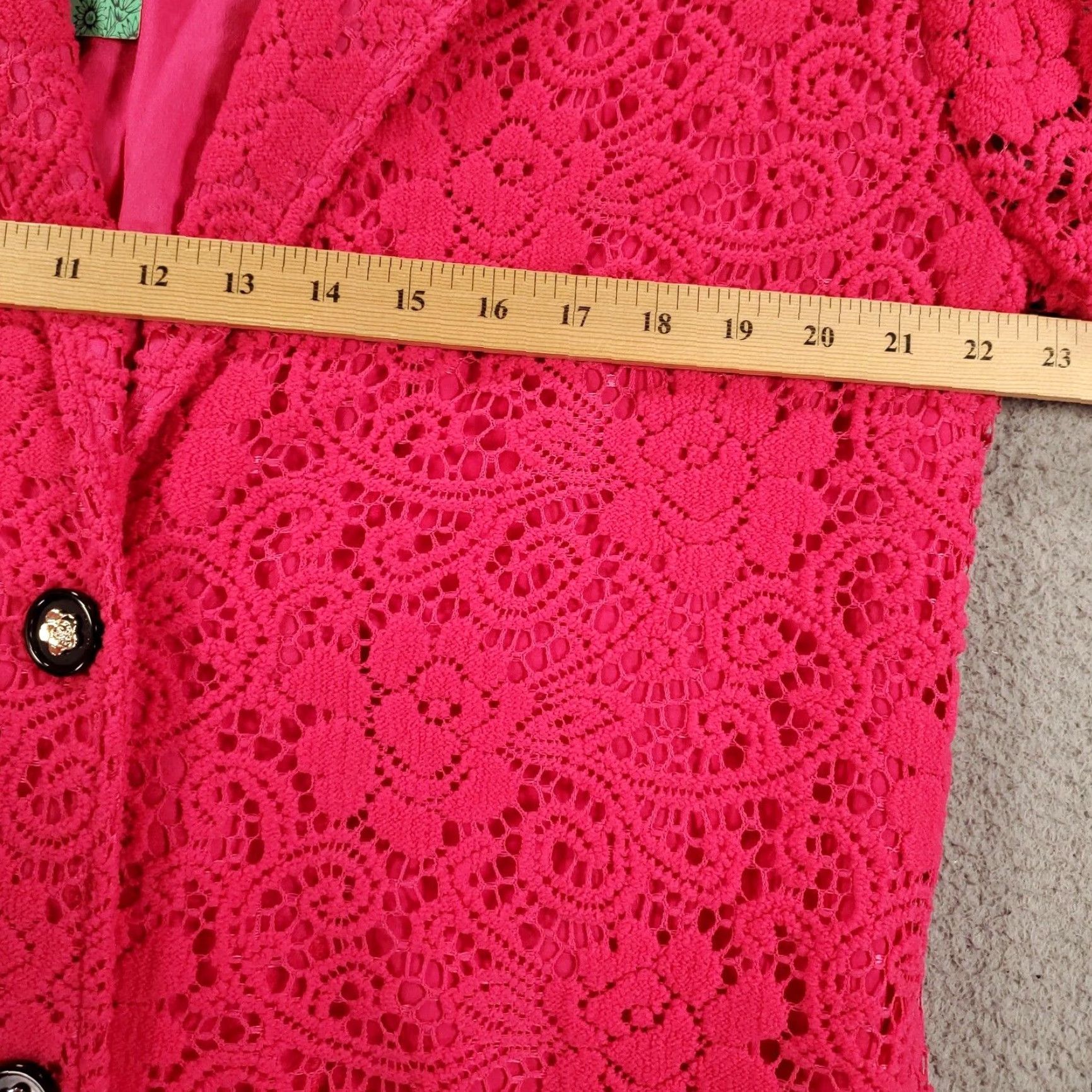 Vintage New Womens Blazer Jacket Large Hot Pink Lace Button Up Lined Single Vent Size L / US 10 / IT 46 - 4 Thumbnail
