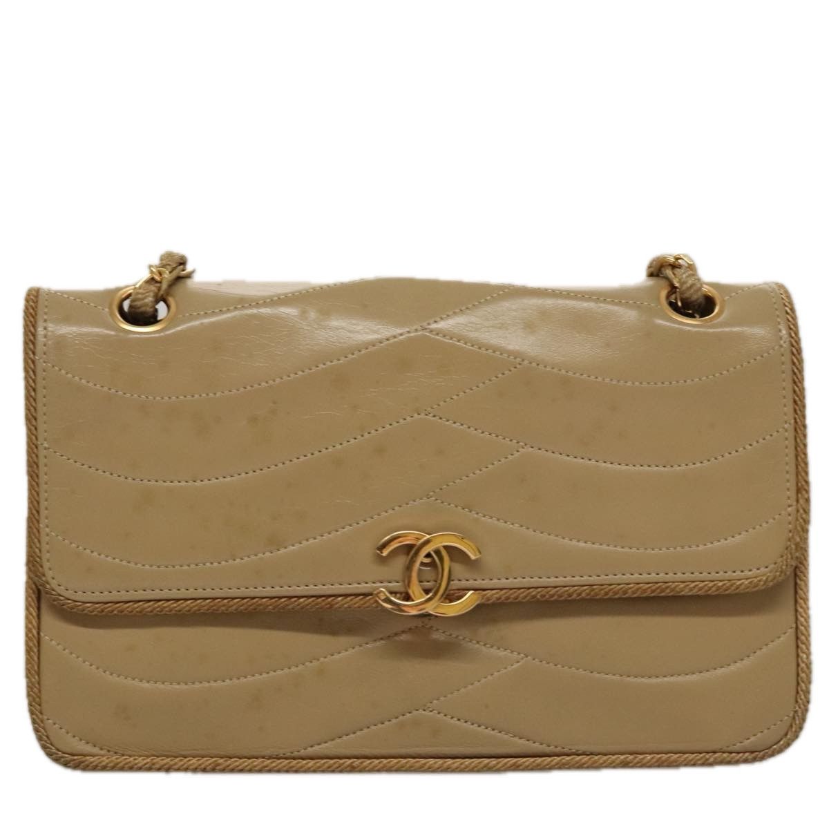 Chanel Single Flap Beige Calfskin Shoulder Bag (Pre-Owned) Size ONE SIZE - 1 Thumbnail