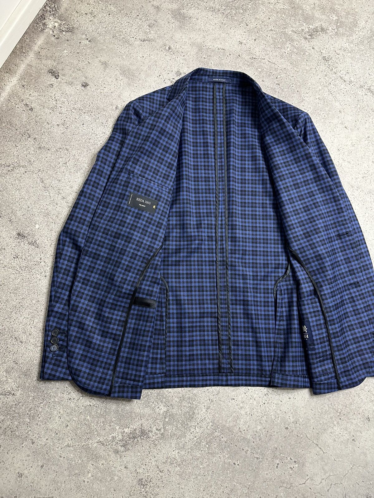 Boggi Boggi Milano Reda 1865 Blue Plaid Light Wool Button Blazer Size US S / EU 44-46 / 1 - 9 Thumbnail
