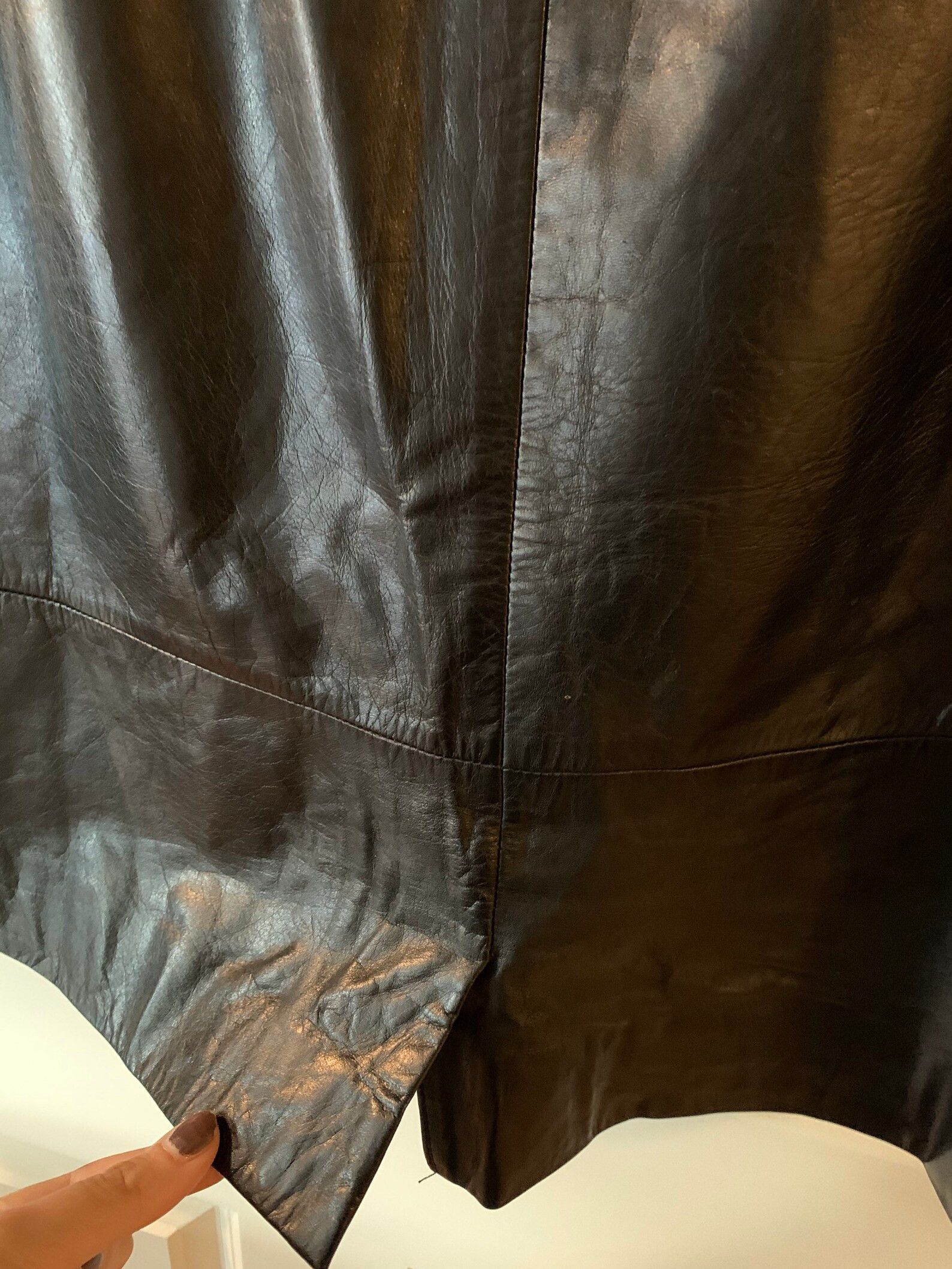 Vintage Vintage Black Leather Skirt Size 27" / US 4 / IT 40 - 7 Thumbnail