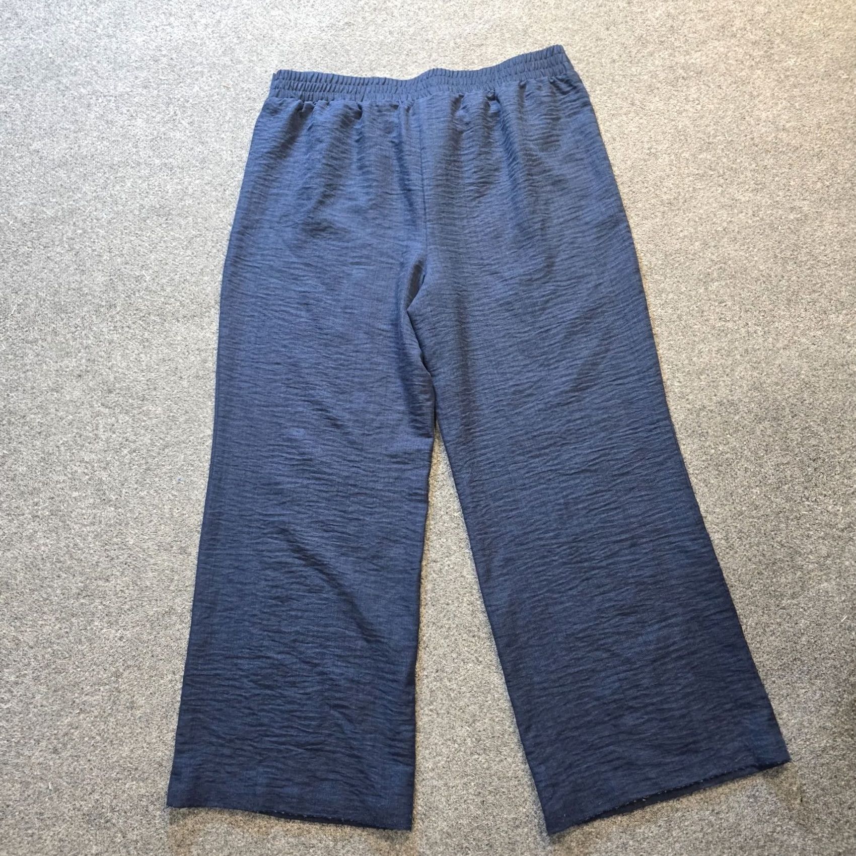 Vintage Wren Pants Womens XL Blue Textured Belted Wide Leg Lightweight Pull On Capsule Pants Size 25" / US 0 / IT 36 - 7 Thumbnail