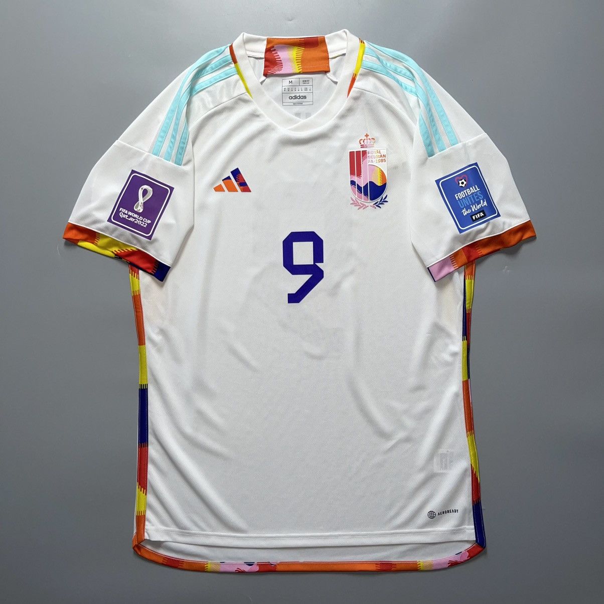 Adidas BELGIUM ADIDAS 2022 WORLD CUP FOOTBALL AWAY JERSEY #9 LUKAKU Size US M / EU 48-50 / 2 - 2 Thumbnail