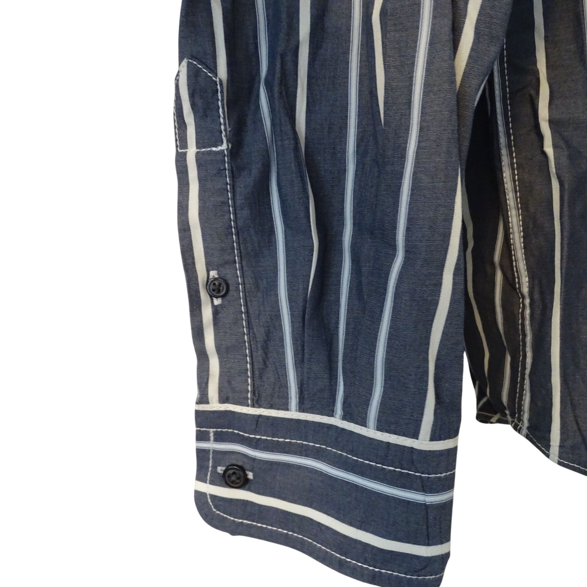 Nautica Nautica Men Striped Button Down Collared Shirt Size XL Gray Size US XL / EU 56 / 4 - 3 Thumbnail