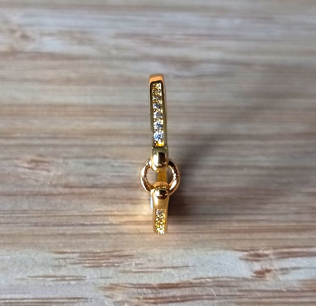 Vintage Stunning Tiny O-Link Clear Zircon Gems Silver Gold Ring Size ONE SIZE - 4 Thumbnail