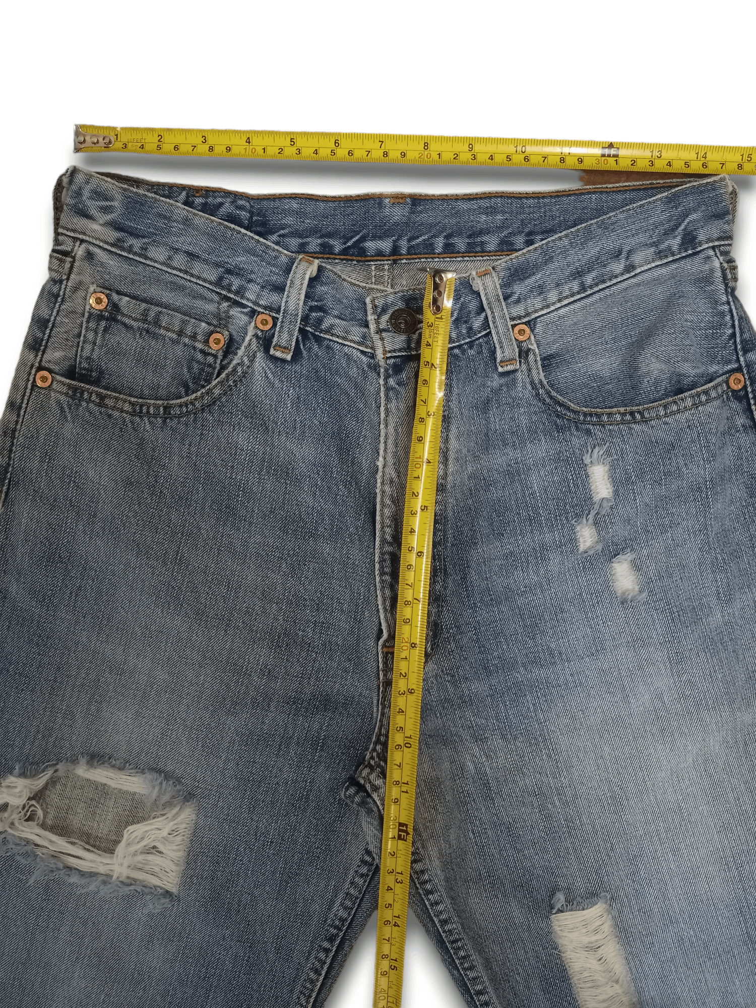 Levi's × Levi's Vintage Clothing Vintage 90s Levis 502 Blue Wash Distressed Loose Jeans Size US 29 - 8 Thumbnail