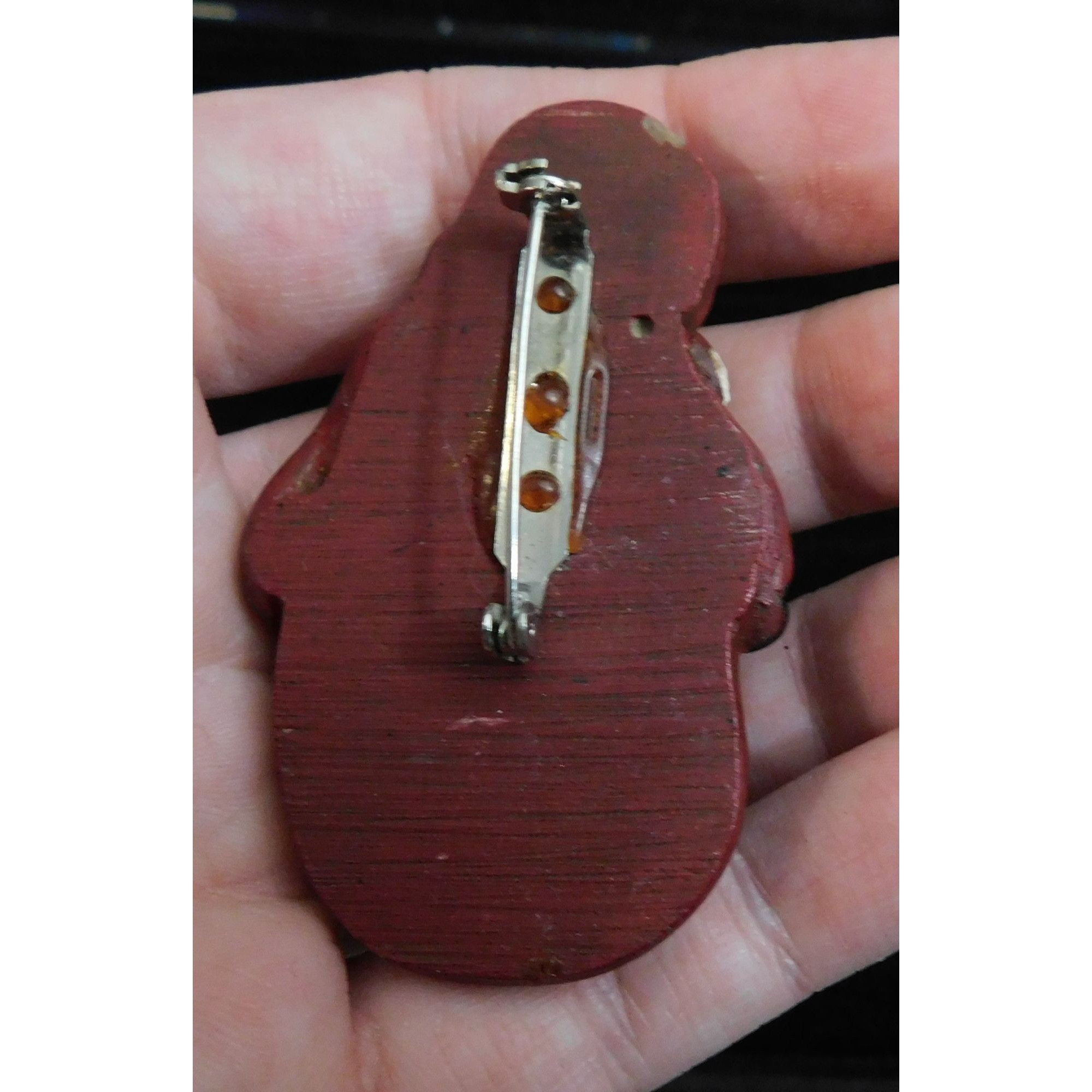Other Vintage Rustic Santa Brooch Painted Wood-Look Size ONE SIZE - 3 Thumbnail