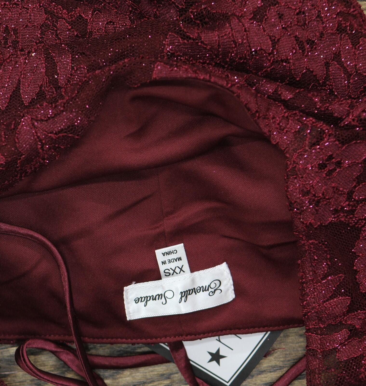 Other Nwt Emerald Sundae Lace Open Back Mini Dress Dark Red 2xs Size XXS / US 00 / IT 34 - 4 Thumbnail