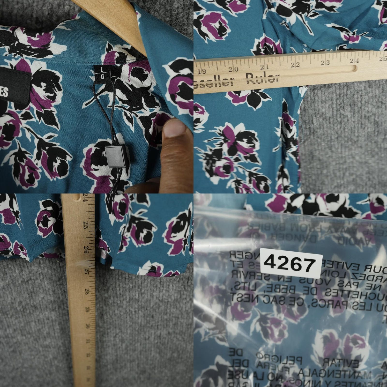 The Kooples The Kooples Shirt Mens L Blue Rock Roses Floral Print Button Up Short Sleeve Size US L / EU 52-54 / 3 - 8 Thumbnail