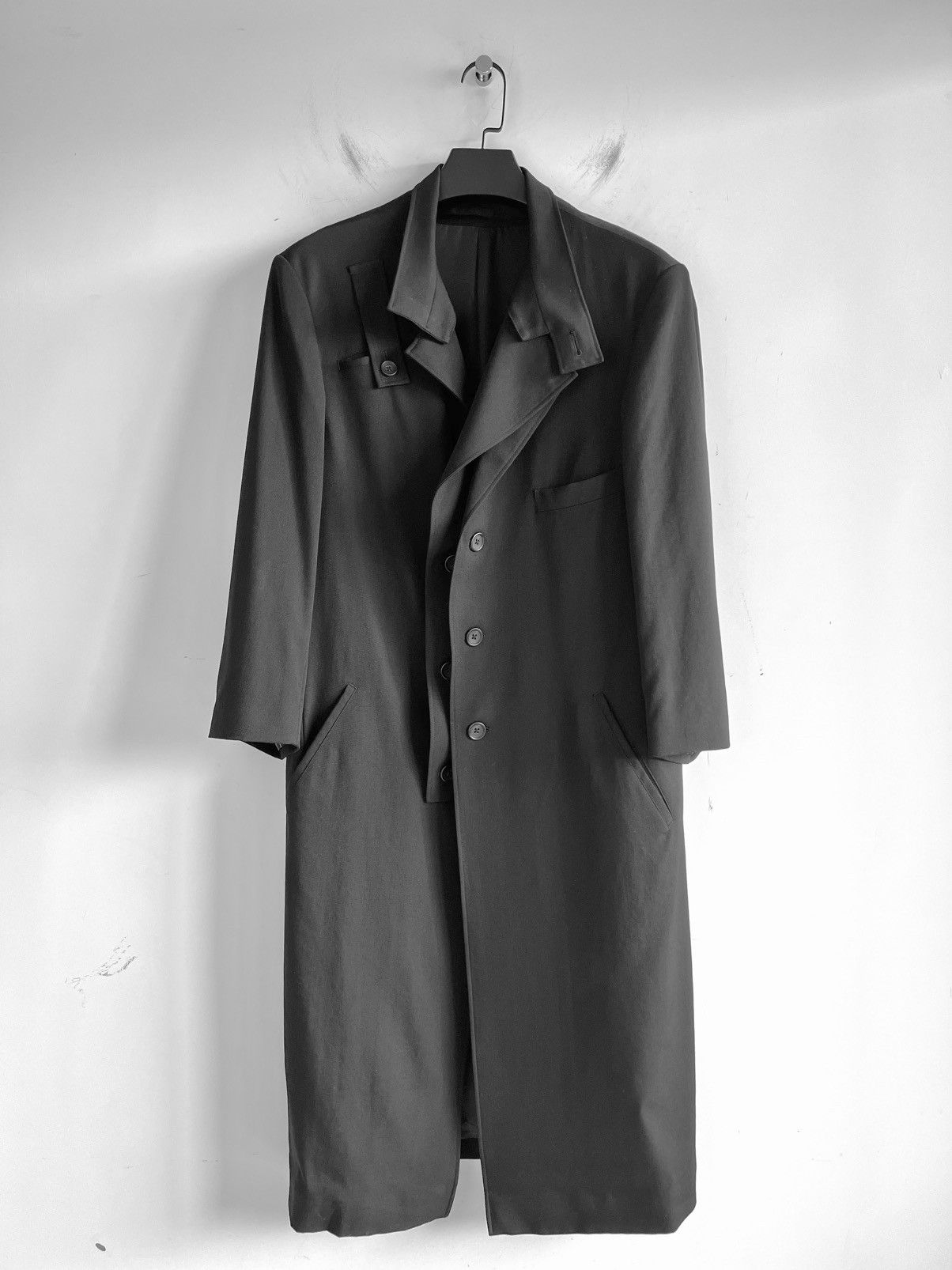 Yohji Yamamoto Yohji Yamamoto Homme Gabardine Left Double Spare Stand Coat Size US S / EU 44-46 / 1 - 2 Thumbnail